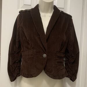 Womens Y2K Blazer Jacket Brown Velvet Sz Small Andrew & Company Whimsigoth
